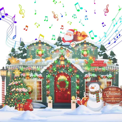 Vista 8 de XTF2015 Tarjeta de Navidad 3D Emergente con Música, Iluminación LED, Tarjeta de Felicitación con Chimenea y Sobre para Mujeres, Hombres, Niños