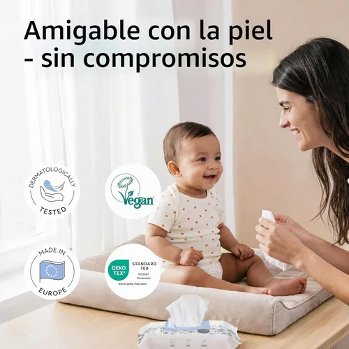 Vista 9 de LILLYDOO Toallitas para bebé con un 99% de agua – Sin perfume, hipoalergénicas, a base de plantas, resistentes y libres de plástico, compostables, 4