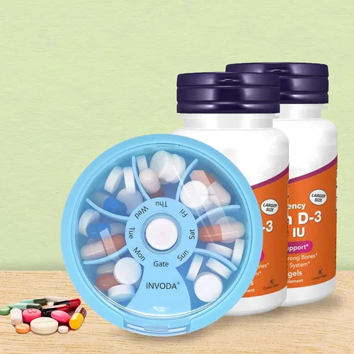Vista 7 de Pastillero pequeño organizador de píldoras, pastillero de viaje portátil de 7 días, lindo contenedor diario de píldoras para medicina, suplementos