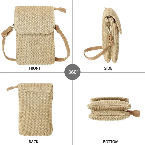 Vista 5 de MINICAT - Bolso cruzado para mujer, pequeño, bolsillos espaciosos, para celular, bolsa de mano para mujer