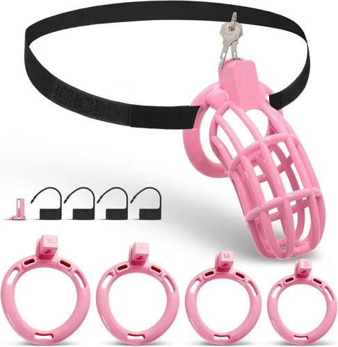 Vista 10 de Cinturón de castidad masculino jaula para pene - UTIMI Dispositivos de correa de castidad de plástico ajustable para hombre jaula de bondage