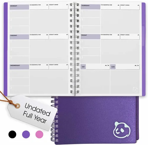 Vista 14 de Panda Planner Agenda diaria sin fecha 2026, 5.75 x 8.25 pulgadas, gris 90-Day Spiral Academic, Productivity Planner, Hourly Schedule, To-Do List
