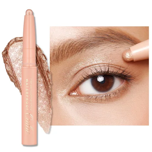 Vista 20 de Oulac Twist-Up Sombra de Ojos Brillante en Barra – Maquillaje de Ojos Vegano y Libre de Crueldad con Textura Cremoso y Mezclable, Resistente al 01