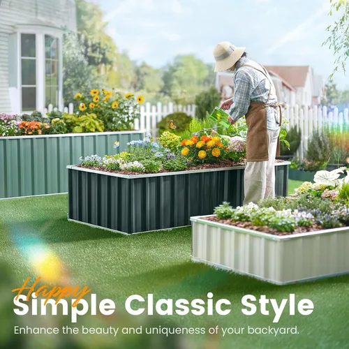 Vista 4 de KING BIRD - Cama de jardín elevada galvanizada con 2 métodos de instalación para bricolaje, kit de caja de maceta elevada de 101 x 36 x 18 pulgadas
