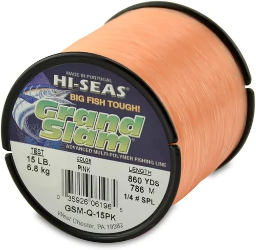 Vista 50 de HI-SEAS Línea de pesca de monofilamento Grand Slam - Fuerte y resistente a la abrasión en transparente, rosa, verde, azul humo, amarillo Amarillo
