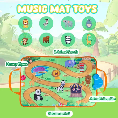 Vista 2 de Nuevo juego de vehículos de tracción con alfombra musical y manta de juego táctil, juego de juguetes suaves para bebés con 4 lindos autos