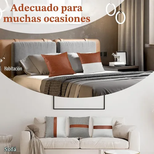 Vista 5 de Buryeah 9 fundas de almohada de cuero de 18 x 18 pulgadas, fundas de almohada modernas de cuero sintético a rayas para dormitorio, sala de estar