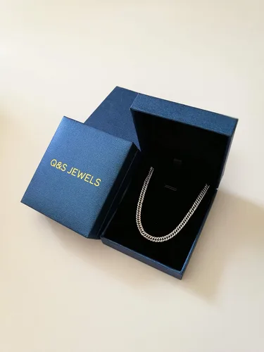 Vista 6 de Q&S Jewels Cadena de eslabones cubanos Miami de 0.177 in, chapada en oro de 18 quilates, cadena de acero inoxidable para hombres y mujeres, joyería