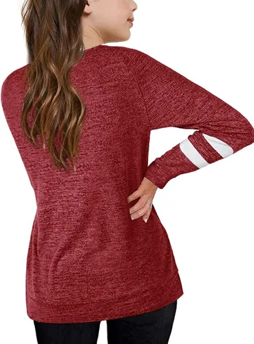 Vista 2 de Apbondy Camisas casuales de manga larga con cuello redondo y rayas sueltas