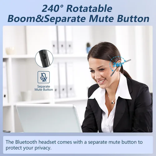 Vista 4 de BANIGIPA Auriculares Bluetooth con micrófono, auriculares de oído abierto, inalámbricos Bluetooth con cancelación de ruido para computadora