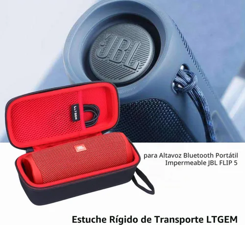 Vista 4 de LTGEM - Funda para altavoz Bluetooth portátil JBL Flip 7/6/5/Grip 3. Negro/Rojo