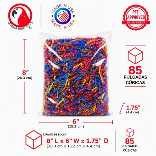 Vista 4 de Bonka Bird Toys 1654 Crinkle Shred Paper Multicolor