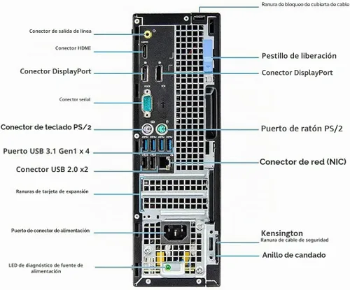 Vista 3 de Dell Computadora de escritorio OptiPlex 7050 SFF, Intel Core i7-7700 3.60GHz, 32GB DDR4 Ram 512GB NVMe M.2 SSD, WiFi y Bluetooth integrados, HDMI