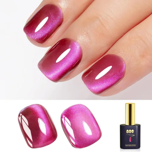Vista 50 de YTD Likomey - Juego de esmaltes de uñas de gel de ojo de gato, 8 colores con purpurina magnética de cristal, borgoña, rojo, negro, verde, ciruela