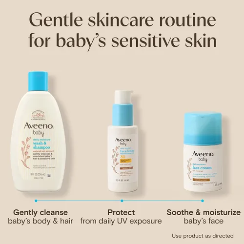 Vista 9 de Aveeno Baby Loción facial hidratante diaria y protector solar mineral con SPF 30, hidratante facial enriquecido con avena para bebés y protección
