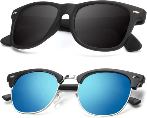 Vista 12 de KALIYADI Gafas de sol polarizadas para hombres y mujeres, marco semi sin montura, para conducir con bloqueo UV A01-(1 Pack) Tortuga Mate G15