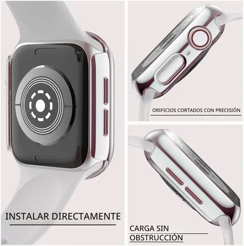 Vista 5 de Paquete de 2 fundas de vidrio templado de 1.77 pulgadas compatibles con Apple Watch Series 8 7 fundas protectoras de pantalla de vidrio templado