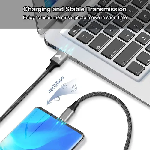 Vista 4 de Aioneus Cable USB C 3A de carga rápida [2 unidades, 6 pies] USB A a tipo C cable de carga para Samsung Galaxy S22 S21 A01 A02s A03s A11 A12 A13 A14