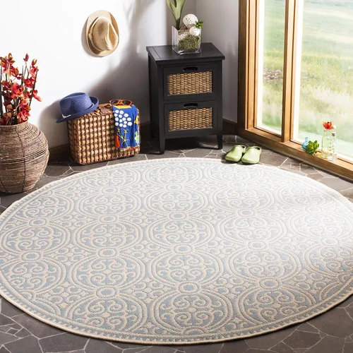 Vista 30 de SAFAVIEH Alfombra lavable para exteriores Linden Collection - 4 x 6 pies, aguamarina y crema, no desprende pelusa y fácil de limpiar, ideal