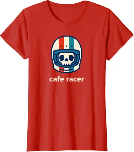 Vista 63 de Cafe Racer Moda Simple Casco Diseño Motocicleta Camiseta Negro