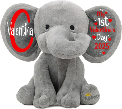 Vista 9 de Animal de peluche de elefante personalizado - Anuncio de estadísticas de nacimiento personalizadas, animales de peluche de elefante para bebés, baby