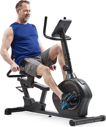 Vista 7 de Sunny Health & Fitness Smart Recumbent Bike, Wide Cushioned Seat & Back, Indoor Cycling Machine for Adult/Seniors Home Exercise, Free SunnyFit App