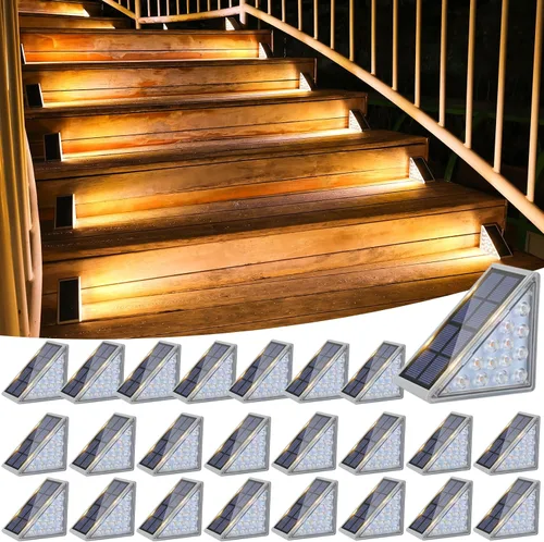 Vista 15 de VOLISUN Paquete de 6 luces solares para escaleras, 7 colores fijos, luces solares para escalones al aire libre, impermeables, IP67, luz LED