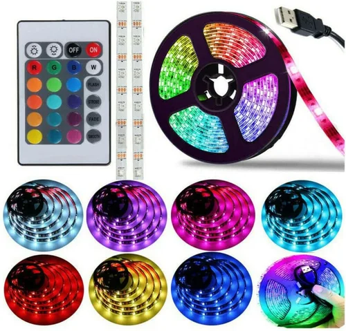 Vista 2 de asky Tira de luz LED DC de 5 V, luces USB que cambian de color, retroiluminación de TV RGB + control remoto (1.6 ft)