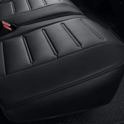 Vista 8 de LUCKYMAN CLUB Fundas de asiento de piel sintética para F150, compatibles con F150 SuperCrew 2015-2024, y F250 F350 F450 Super Duty Crew Cab Negro