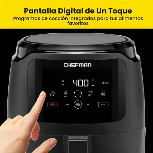 Vista 6 de Chefman - Freidora de aire digital, tamaño familiar grande 5 cuartos - Control digital de un toque, preajustes para papas, pollo, carne, piezas