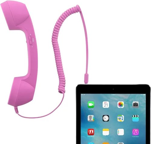 Vista 5 de CM - Auricular vintage retro para teléfono celular, micrófono para teléfono inteligente, enchufe de 3,5 mm (Rosa)
