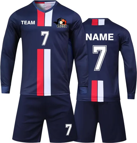 Vista 17 de Camiseta de fútbol personalizada para niños/niños/niñas/hombres/mujeres, camiseta y pantalón corto de fútbol personalizado con número de nombre