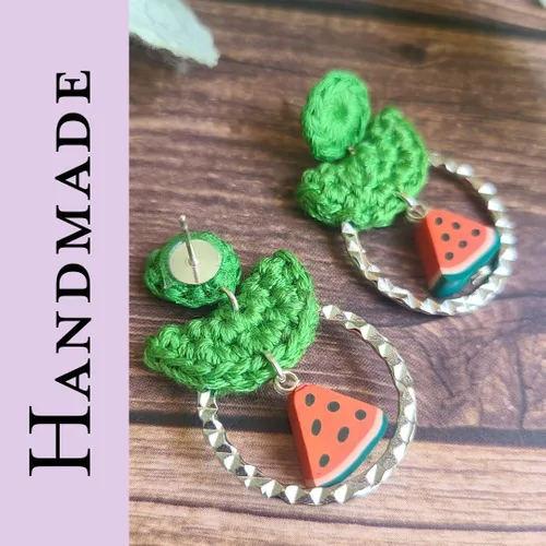 Vista 5 de Aretes de sandía para mujer, lindos aretes de verano, aretes de declaración verde fruta, primavera