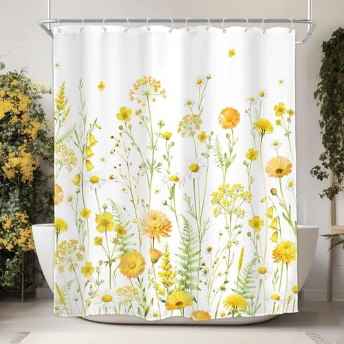 Vista 18 de Homewelle Cortina de ducha floral roja para baño, 60 pulgadas de ancho x 72 pulgadas de largo, flor de cerezo, ciruela, estética asiática, japonesa