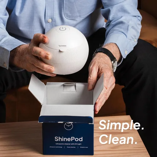 Vista 8 de Swissker by Swissklip ShinePod - Cápsula de limpieza dental ultrasónica Máquina de limpieza ultrasónica de retenedores Limpiador de protector