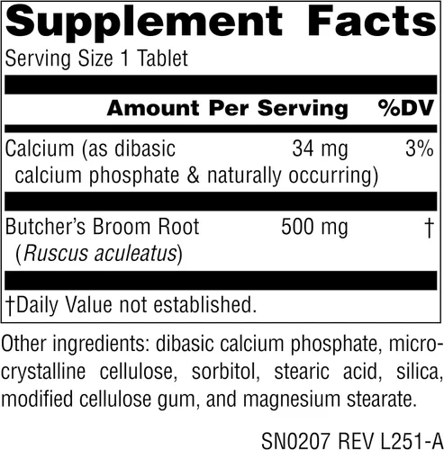 Vista 2 de Source Naturals Suplemento dietético de escoba de carnicero - Ruscus Aculeatus - 250 Tabletas