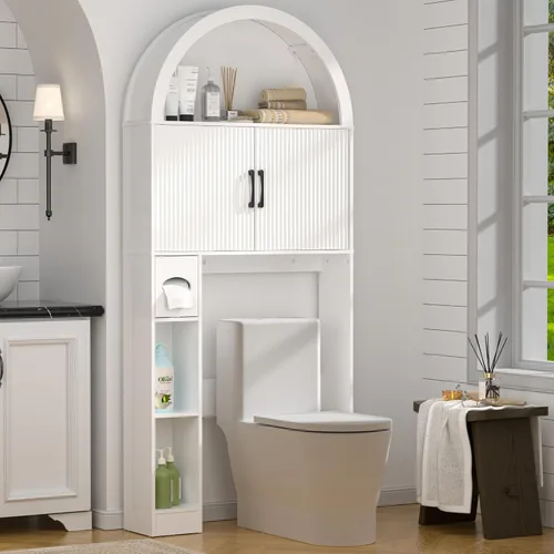 Vista 16 de Spurgehom Over Toilet Storage Cabinet, Bathroom Arch Organizer,Wood Madera