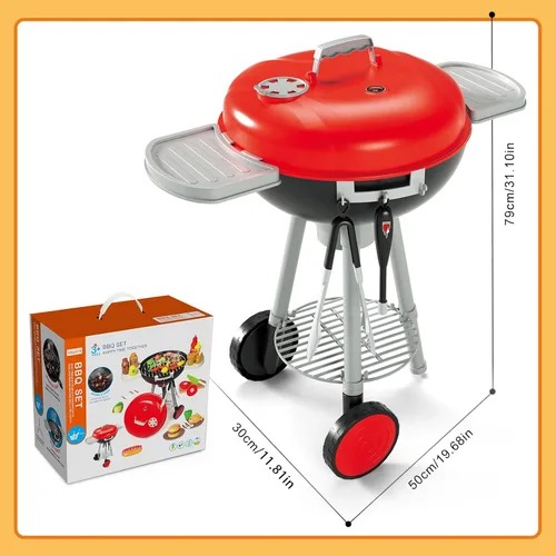 Vista 7 de Juego de parrilla de barbacoa de 79 piezas para niños, juego de cocina con aerosol realista, luz y sonido, juguete interactivo para niños y niñas