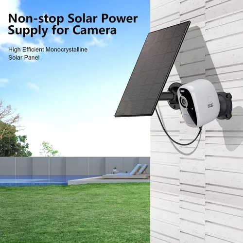 Vista 2 de Paneles solares para cámara de seguridad inalámbrica para exteriores, panel solar impermeable compatible con batería recargable de 3 V CC, cable