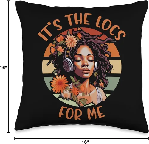 Vista 4 de Locs Afro Dreadlocks Love Natural Beauty Hair It's the Locs for Me Afro Hair - Almohada negra americana africana, 16 x 16 pulgadas, multicolor