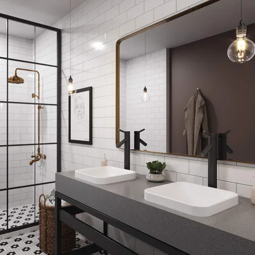 Vista 7 de Kraus KSR-9MW Natura - Lavabo para baño, color blanco mate