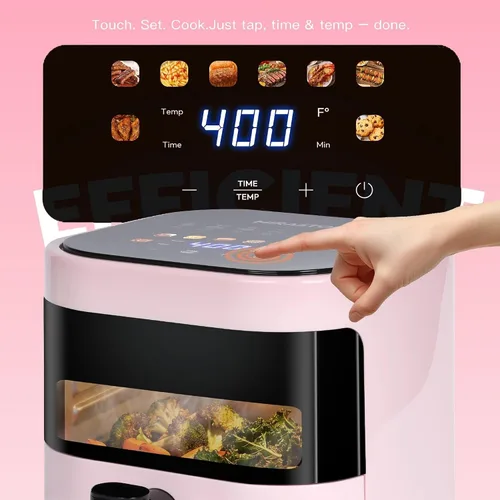 Vista 10 de 3.2QT Small Air Fryer, Mini Pink Air Fryers with Touchscreen