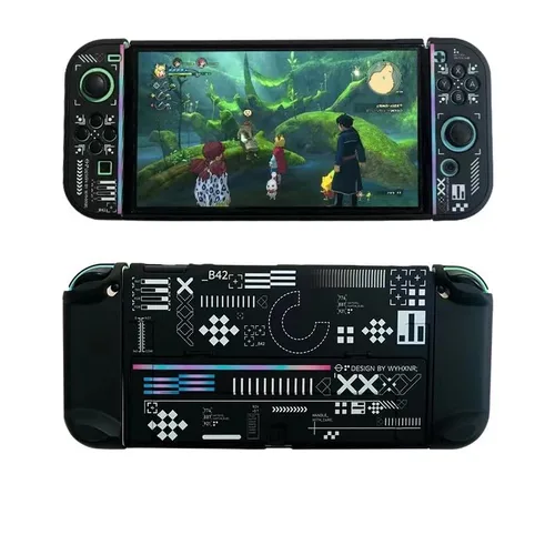 Vista 9 de ECHZOVE Protective Case Compatible with Nintendo Switch OLED,Switch OLED Hard Black Cover Case with Thumb Grip Caps and Screen Protector - Black