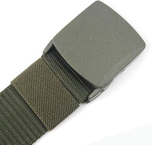 Vista 3 de Cinturón táctico de nailon para hombres, ajustable, casual, resistente al aire libre, con hebilla de plástico duradera