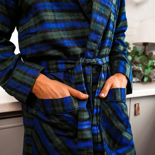Vista 6 de NORTY Bata de baño suave de algodón cepillado para hombre, bata con cuello de chal, perfecta para baño, spa, dormitorio y más