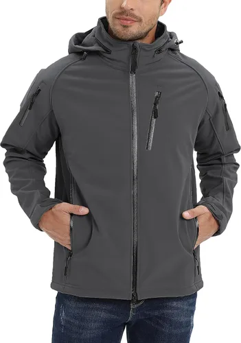 Vista 2 de TACVASEN Special Ops - Chaqueta táctica para hombre, resistente al agua, softshell y desmontable, con capucha