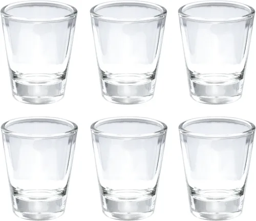 Vista 5 de Thirsty Rhino Karan, vaso de chupito redondo de 1.5 onzas con base pesada, vidrio transparente