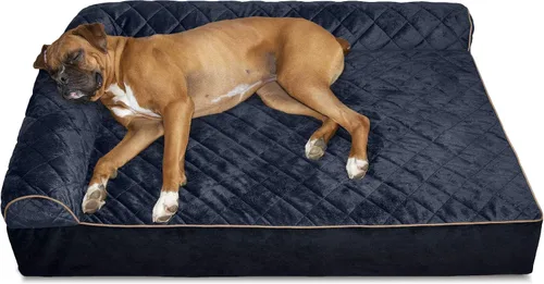 Vista 62 de Furhaven Cama de espuma viscoelástica para perros grandes con refuerzos extraíbles y funda lavable, para perros de hasta 95 libras - Sofá de Gris