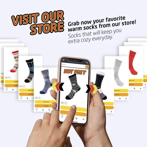 Vista 6 de HOT FEET Calcetines térmicos para mujer Calcetines cálidos y gruesos aislados para el clima frío de invierno, lindos calcetines cálidos coloridos