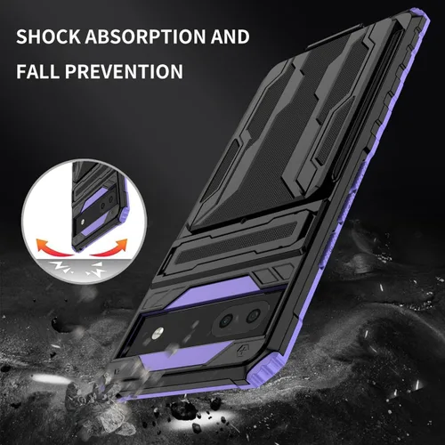 Vista 7 de Funda para teléfono para Pixel 6A, funda para Google 6A GX7AS con protector de pantalla, cartera desmontable para tarjeta de crédito con soporte